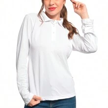 Playera Tipo Polo Mujer Manga Larga - Blanco - Ver 2