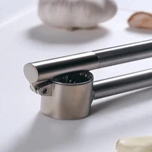 1pc Stainless Steel Garlic Press, Extra Long Garlic Crusher, Garlic Mincer Chopper, Zinc Alloy Garlic Masher, Home Kitchen Tool