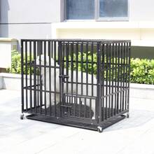 BingoPaw Heavy Duty Dog Crate, Large Pet Cage Moveable With Tear Resistant Square Tube, Two Prevent Escape Lock And Removeable Tray - Black - View 6