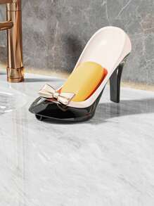 1pc Bathroom High Heel Shaped Soap Dish, Creative Home Storage Box Bathroom Vanity Luxury Suction Cup Soap Holder, High-End Draining Soap Box, Bathroom Cleaning Supplies