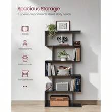 VASAGLE Bookshelf, 5-Tier Bookcase, Tall Display Shelf, Freestanding Storage Shelf, Room Divider, For Home Office, Living Room, Bedroom, Study, Ebony Black - Black - View 5