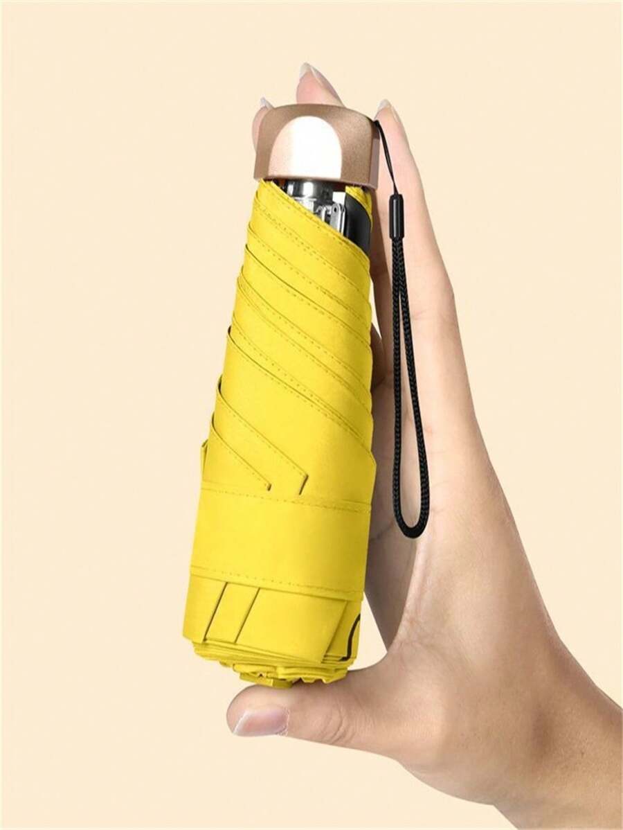 1 件迷你纯色防水折叠雨伞，休闲耐用紧凑型雨伞，适合男女户外活动 - 彩色 - 查看 1