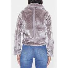 Women's Winter Faux Fur Jacket - Mauve - View 4