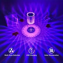 Ortable 水晶台灯，16 色触控充电灯，亚克力遥控水晶床头灯，小夜灯，房间装饰台灯，卧室，客厅，厨房，餐厅灯 - 白色 - 查看 7