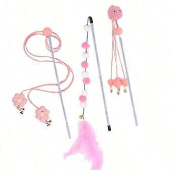 Baguette De Plumeau De Chat Rose, 3 Pièces/set