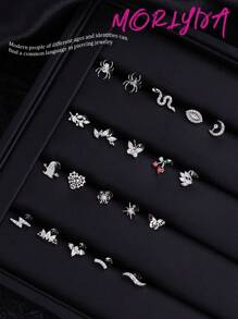 1 件时尚钛金属唇钉内螺纹耳钉樱桃叶天鹅蝴蝶 5A 氧化锆石 G23 植入级唇钉心形耳环鼻环鼻中隔珠宝蜘蛛闪电蝙蝠车耳环铰链鼻中隔环蝙蝠眼海螺耳屏耳环唇钉梦露唇环唇钉顶部螺丝平背耳环耳钉海螺唇钉梦露美杜莎唇鼻穿孔女士男士日常佩戴圣诞节和万圣节礼物情人节、妈妈、母亲、母亲节、礼物