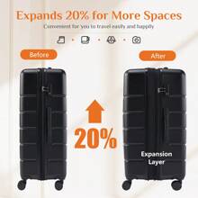 OLIXIS 24 Inch Expandable Roller Luggage, Hardside Suitcase With Double Spinner Wheels, TSA Lock And Lightweight, Black Luggage Case Trolley Suitcase Spinner Suitcase Travel Luggage Travel Suitcase Hardshell Suitcase Suitcase Luggage Carry-On Suitcase With Wheels Travel Essentials For Men For Women For Vacation For Business Large Capacity Travel Essential Travel Accessories Travel Organizer Travel Stuff Traveling Bags Suitcase Suitcase Bag Clothes Storage Vacation Essentials - Black - View 3