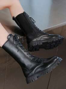 Bottes hautes zippées de couleur unie à la mode pour filles, bottes montantes antidérapantes pour l'automne et l'hiver, chaussures pour enfants