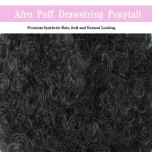8Inch Afro Puff Ponytail For Women Kinky Curly Ponytail Hair Synthetic Hair Bun Extensions Hairpieces Updo Hair With Two Clips - Multicolor - View 6
