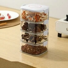 1pc Sealed Transparent Food Storage Box With Lid Multi-Layer Stackable Spice Containers Snack Box Kitchen Food Containers - Multicolor - View 10