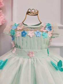 Young Girls Dresses - Green - View 2