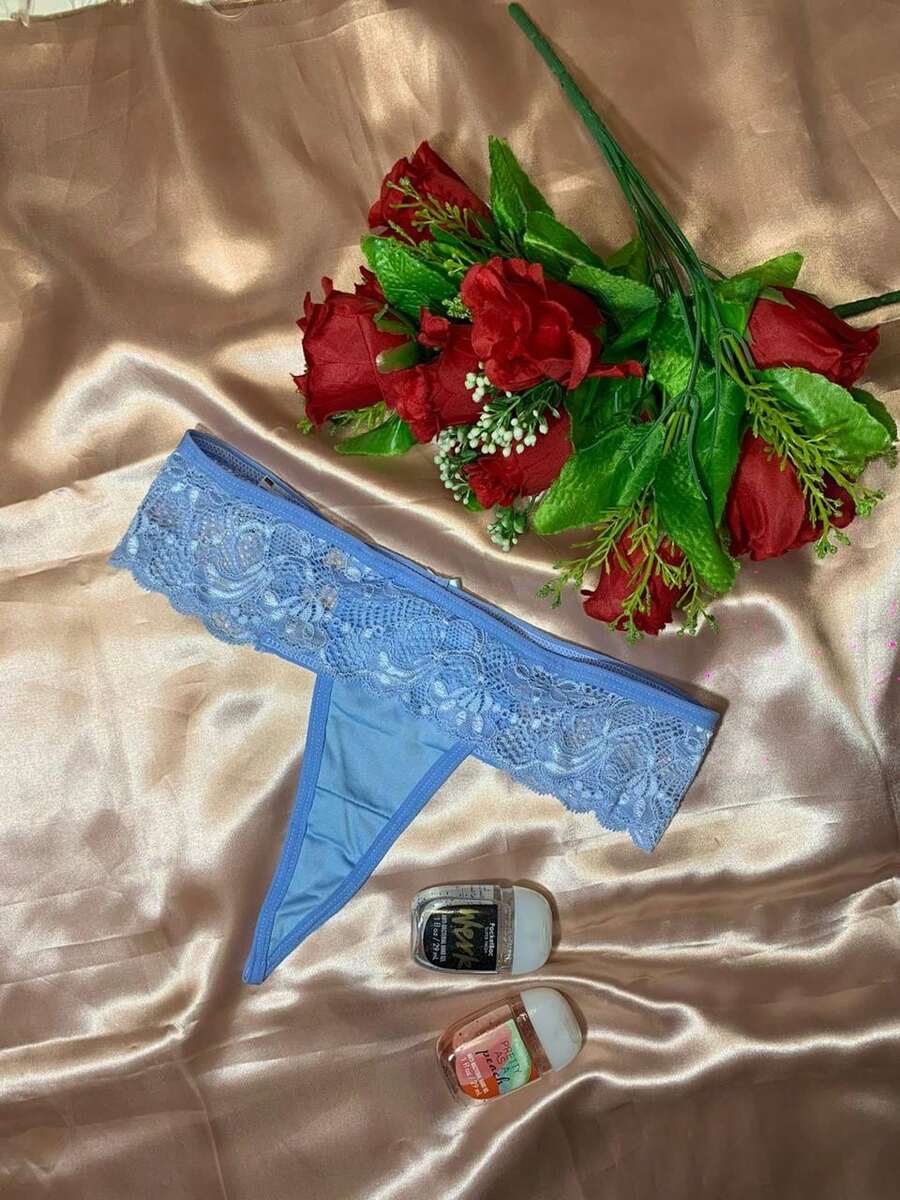 Thread Panties With Strips Women's Sexy Lingerie 5 Colors - 淺藍色 - 查看 1