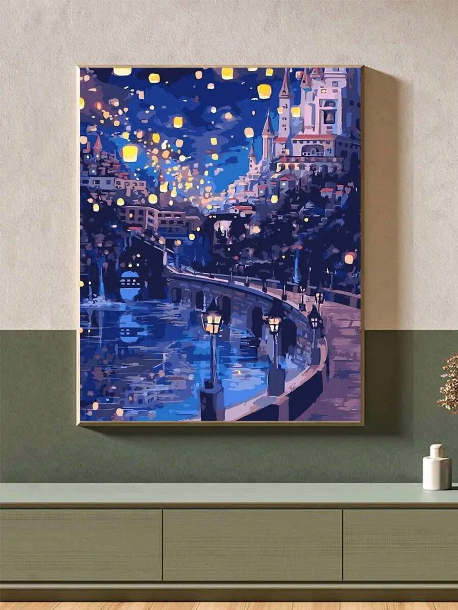 5D DIY 钻石画套件 - 马赛克抽象建筑景观，钻石刺绣家居墙面装饰 - 淺灰色 - 查看 1