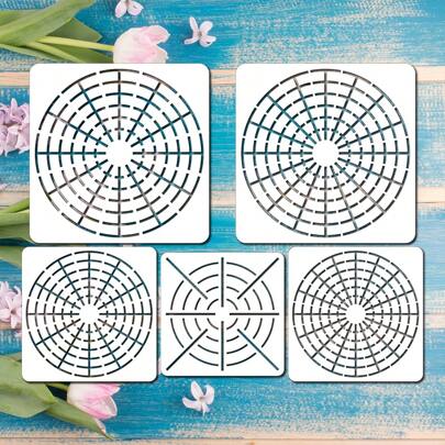 5pcs Mandala Dot Painting Tool Stencils Template Set, 8/12/16 Segment Creative Mandala Stencils Reusable Painting Stencils For DIY Painting Wall Decor Art Projects,Back To School,School Supplies