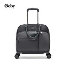 Goby London 18 英寸时尚拉杆包大容量多功能商务旅行行李包男女通用防水尼龙带轮航空机舱尺寸登机行李包带拉杆和轮子适用于旅行商务度假和学校 - 灰色 - 查看 2