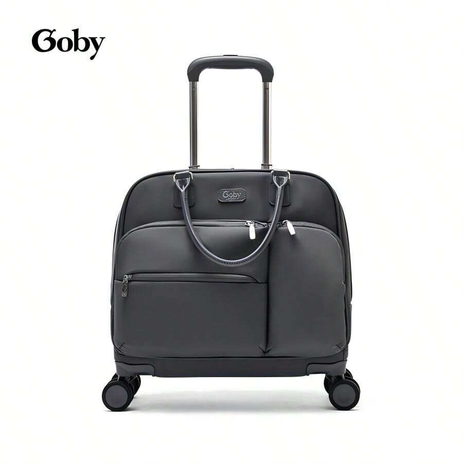 Goby London 18 英寸时尚拉杆包大容量多功能商务旅行行李包男女通用防水尼龙带轮航空机舱尺寸登机行李包带拉杆和轮子适用于旅行商务度假和学校
