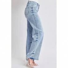 Women's Mid Rise Wide Leg Jeans - M Medium Blue - View 9