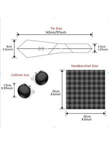 AlanKing 1 set Corbata azul, pañuelo de bolsillo y juego de gemelos para hombres, regalo para oficina, fiesta o boda