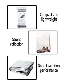 1/2/3 chiếc chăn sinh tồn khẩn cấp di động ngoài trời cho thời tiết lạnh, đồ dùng du lịch cắm trại, đồ dùng du lịch khách sạn, đồ dùng ngoài trời, đồ dùng phòng tắm, đồ dùng du lịch bãi biển, đồ dùng dùng một lần, phụ kiện phòng tắm - Bạc - Xem 3