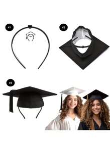 1pc Black Headband Graduation Cap Holder, Graduation Cap Headband, Black Graduation Hat Headband, Secures Your Graduation Cap, Hair Style Hat Accessories For Graduates (Graduation Cap Not Included),Christmas - Multicolor - View 2