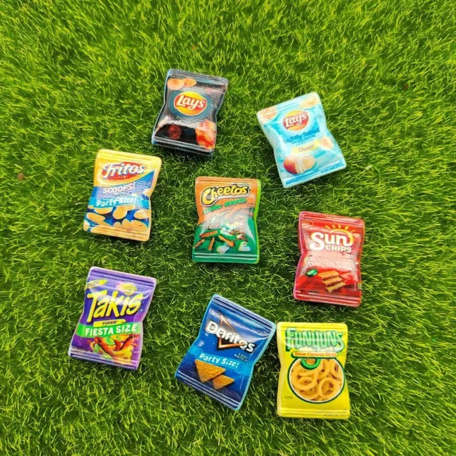 10pcs/20pcs Assorted Resin Mini Snacks, Food, Chips, Bags Accessories
