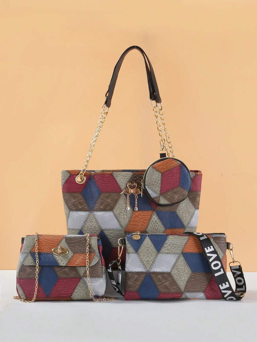 Women's Fashion Office Commute New Design Handbag, Crossbody Bag, Shoulder Bag, Micro Casual Tote Bag Combo Set - Multicolor - View 1