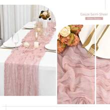 1 pezzo Tovaglia trasparente verde erba da 35"x118" in stile boemo, runner da tavolo semitrasparente in garza, rustico per matrimonio, festa, festa nuziale, compleanno, cena, decorazione tavolo per vacanze (colori multipli)