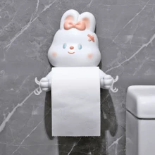 创意卡通熊猫卫生纸架毛巾架浴室壁挂式免钻孔纸巾盒 - 彩色 - 查看 4