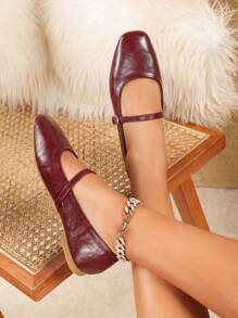New Burgundy Soft Casual Slip-On Flat Shoes For Women, Comfortable Non-Slip Bottom
