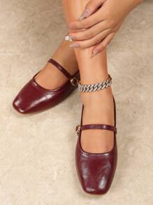 New Burgundy Soft Casual Slip-On Flat Shoes For Women, Comfortable Non-Slip Bottom