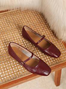 New Burgundy Soft Casual Slip-On Flat Shoes For Women, Comfortable Non-Slip Bottom