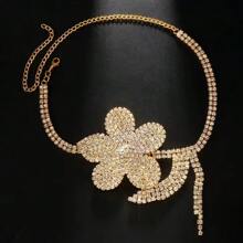 LuxstyWear Luxury Full Rhinestone Big Rose Flower Choker Necklace Exaggerated Super Flash Crystal Design Retro Statement Flower Necklace Valentines