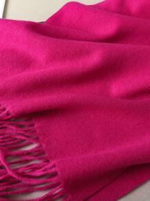1 chiếc khăn choàng nữ màu vàng trơn, chất liệu giả cashmere, có tua rua, kích thước 30*180cm, mềm mại, thích hợp cho mùa xuân, hè, thu và đông. - Màu Hồng Tươi - Xem 6
