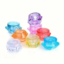 5pcs Travel Essential Diamond Face Cream Jars, Cosmetic Containers, Lotion Bottles, Makeup Sample Cases, Cosmetic Refillable Boxes, Camping Portable Dispensers, Small Items Nail Art Gel Boxes, Travel Subpackage Bottles - Multicolor-(random Colors) - View 8