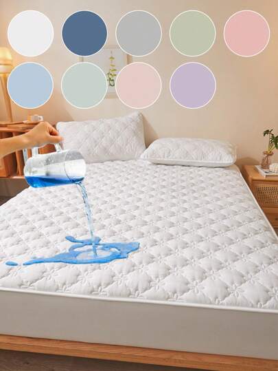 1pc Waterproof, Bedding, Fitted Sheet, Soft And Breathable Mattress Cover, Anti-Mite And Anti-Bacterial Waterproof Mattress Protector, Dustproof Bedspread, Perfect For Bedroom , For Guest Room And Dorm, For Twin, Full, King, Queen Size, Machine Washable, Waterproof Bed Cap