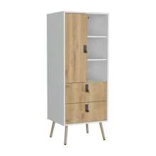 Dresser 52"H Stylish Bedroom Storage Solution With 3 Open Shelves, 2 Drawers, And 1 Door, White / Macadamia,YY Choice