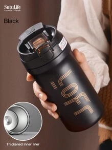 1 pieza, Vaso de viaje de acero inoxidable de 600ml, apto para bebidas frías y calientes, crema. Gran regalo para la vajilla, artículos de cocina, útiles escolares, accesorios de viaje en verano e invierno 2025 Vuelta al cole