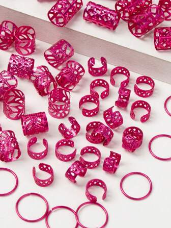 80 件紫红色辫子发圈套装，可调节发饰辫子设计，适合女士和女孩