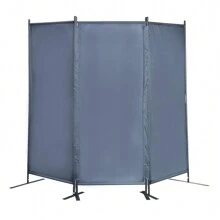 6 Ft Modern Room Divider, 3-Panel Folding Privacy Screen W/ Metal Standing, Portable Wall Partition, Black - Grey - View 7