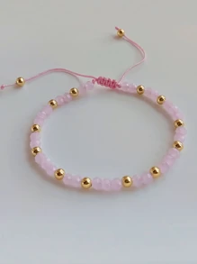 1 pezzo Braccialetto regolabile di lusso con perline in rame, cristalli arcobaleno e design minimalista creativo per donne