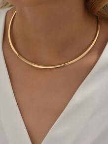 1 Stück europäische und amerikanische einfache Kupferrohr Metall Choker Halskette für Frauen, importierter Schmuck