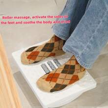 1pc (Including Sticker) Adult Foot Rest Rocking Pedal Stool, Half Round Footrest Cushion For Kids, Non-Slip Office Desk Foot Rest - Multicolor - View 3