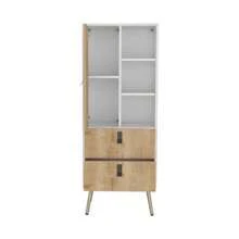 Dresser 52"H Stylish Bedroom Storage Solution With 3 Open Shelves, 2 Drawers, And 1 Door, White / Macadamia,YY Choice
