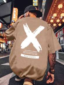 MURAMASA Hombres Camiseta con estampado de slogan - Caqui - Ver 1