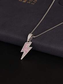 1入組時尚雙層鑽石閃電吊墜項鍊，個性化多用途項鍊，男女皆宜的朋克嘻哈配件，適合日常女士和男士穿戴 - 彩色 - 查看 14