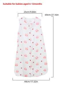 1 pieza Saco para bebé de 6-12 meses, Manta envolvente para bebé, Saco para niños pequeños con cremallera de 2 vías, Sacos ligeros y transpirables - Conejo Fresa - Ver 4
