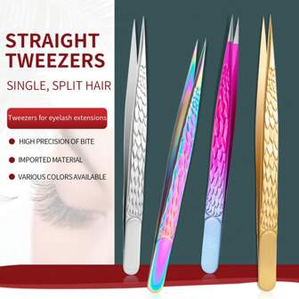 1/4pcs Straight-Tip Angel Feathered Precision Stainless Steel Eyelash Extension Tweezers, Makeup Tools,Makeup,Cheap,Room Decor,Vanity,Travel,Bedroom,Makeup Accessories,Tweezers,Cheap,Stocking Stuffers,Makeup,Makeup Tools,Cheap Stuff,Gifts,Gifts For Women,Christmas Gifts