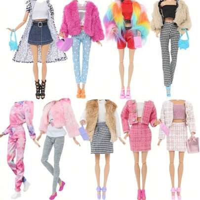 娃娃服装套装包括适合 11.5 英寸娃娃的衣服、鞋子、配饰、羊毛外套和运动服、羊毛套装、背包、手提包、皇冠、高跟鞋、平底鞋和凉鞋