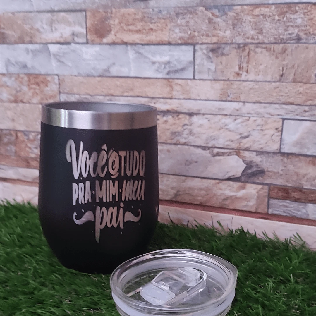 PERSONALIZED LASER Thermal Cup WITH ART THEME: FATHER'S DAY CUIA MODEL 350ml Stainless Steel Double Wall Cold Or Hot Drink Immediate Shipping Father's Day Gift Ideas - 黑色 - 查看 1
