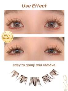 100 Cluster Lashes Brown Individual Eyelash Manga Eye Effect Cat Eye Color Lashes Natural Curl Fluffy Lash Extensions DIY At Home - D - View 4